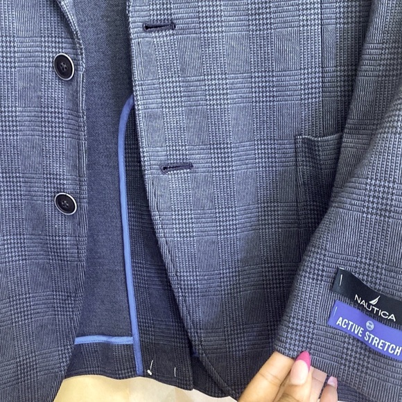 NAUTICA Mens Active Stretch Navy plaid Sport coat NWT - Picture 5 of 5